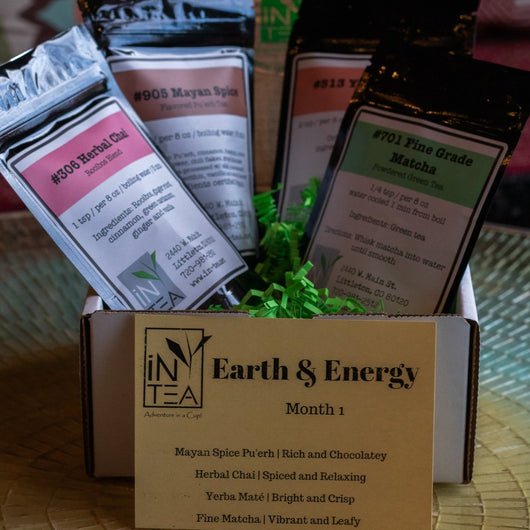 Earth & Energy: Traditional single origin teas; several tea blends,and a few caffeine-free selections.